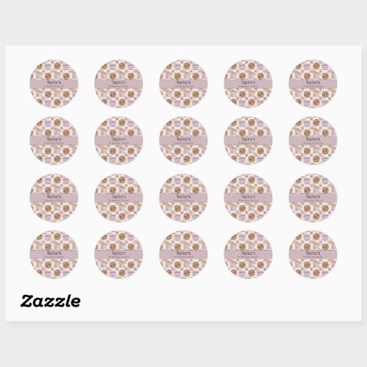 Personalized Kawaii Cookie Gingham Cupcake Topper  Ronde Sticker (Vel)
