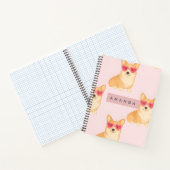 Personalized Kawaii Corgi with Heart Sunglasses Notitieboek (Binnen)