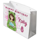 Personalized Kawaii Frog Hoodie Girl Birthday Groot Cadeauzakje (Achterkant Gekanteld)