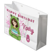 Personalized Kawaii Frog Hoodie Girl Birthday Groot Cadeauzakje (Voorkant Gekanteld)