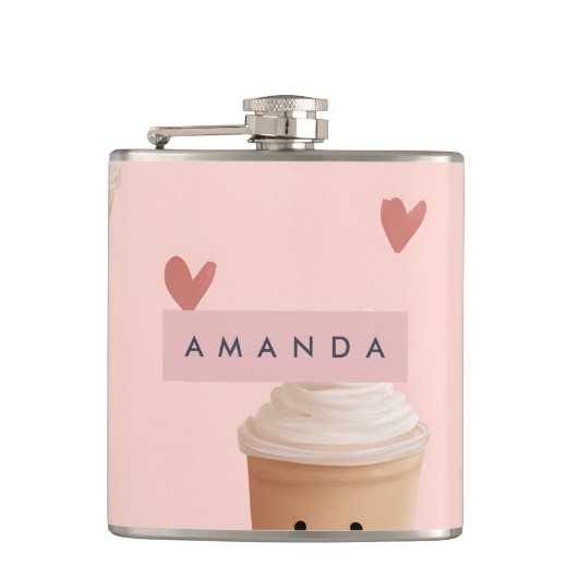 Personalized Kawaii Iced Coffee Pattern Heupfles (Voorkant)