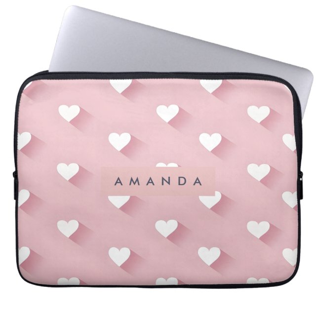 Personalized Kawaii Soft Pink Heart  Laptop Sleeve (Voorkant)