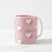Personalized Kawaii Soft Pink Heart  Tweekleurige Koffiemok (Voorkant rechts)