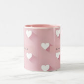 Personalized Kawaii Soft Pink Heart  Tweekleurige Koffiemok (Center)