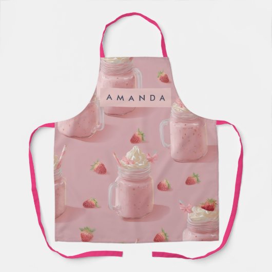 Personalized Kawaii Strawberry Milkshake Pattern A Schort (Voorkant)