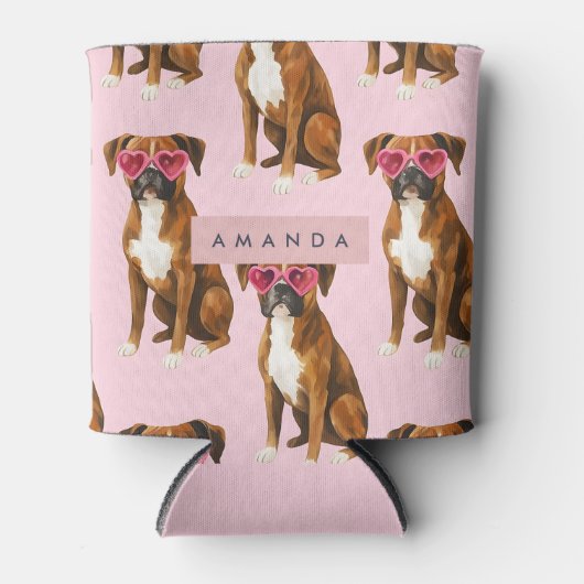 Personalized Kawaii Trendy Boxer Dog Blikjeskoeler (Voorkant)