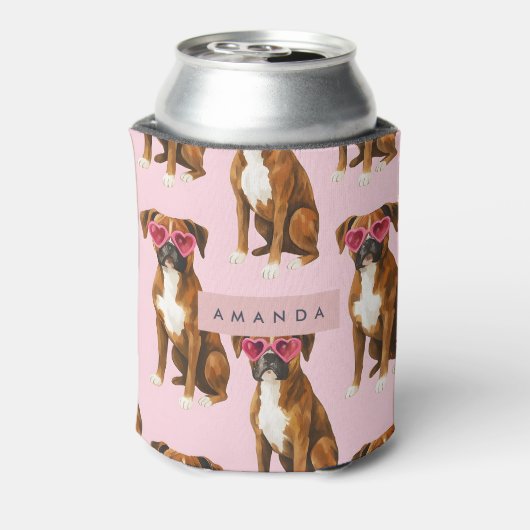 Personalized Kawaii Trendy Boxer Dog  Blikjeskoeler (Blikje Achterkant)