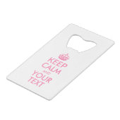 Personalized KEEP CALM and YOUR Creditkaart Flessenopener (Voorkant Gekanteld)
