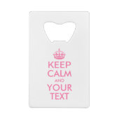 Personalized KEEP CALM and YOUR Creditkaart Flessenopener (Achterkant)