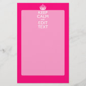 Personalized KEEP CALM AND Your Text on Fuchsia Briefpapier (Voorkant)