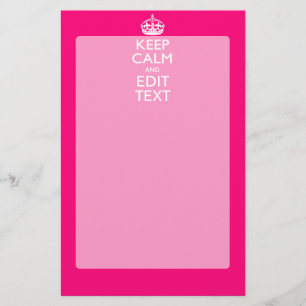 Personalized KEEP CALM AND Your Text on Fuchsia Briefpapier