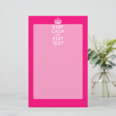 Personalized KEEP CALM AND Your Text on Fuchsia Briefpapier (Staand voorkant)