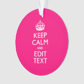 Personalized KEEP CALM AND Your Text on Fuchsia Ornament (voorkant)