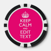 Personalized KEEP CALM AND Your Text on Fuchsia Poker Chips (Voorkant)