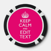 Personalized KEEP CALM AND Your Text on Fuchsia Poker Chips (Achterkant)