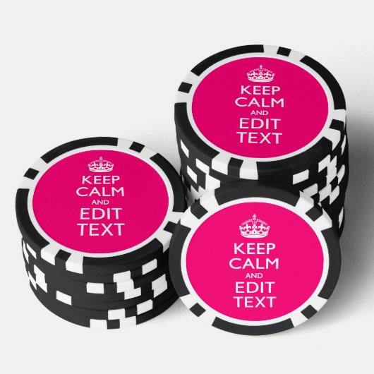 Personalized KEEP CALM AND Your Text on Fuchsia Poker Chips (Opstapeling)