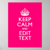 Personalized KEEP CALM AND Your Text on Fuchsia Poster (Voorkant)
