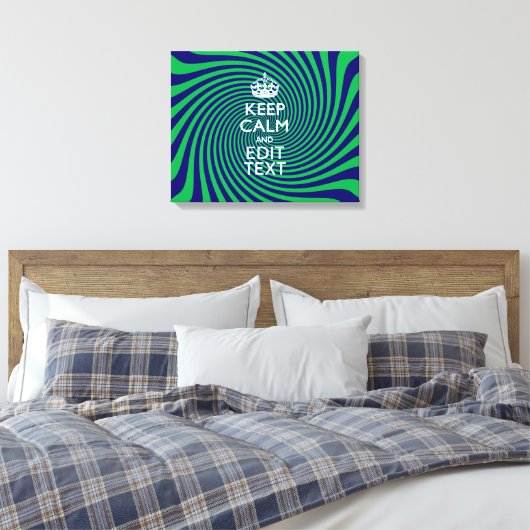 Personalized Keep Calm Blue and Green with a Twist Canvas Afdruk (Insitu (Slaapkamer))