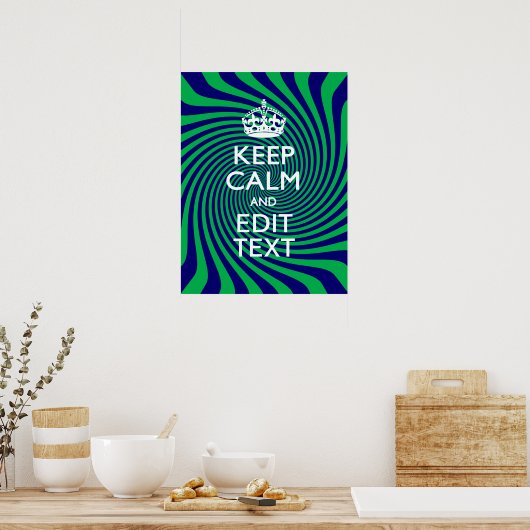 Personalized Keep Calm Blue and Green with a Twist Poster (Keuken)