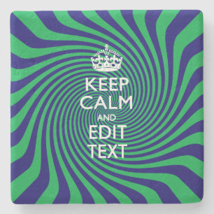 Personalized Keep Calm Blue and Green with a Twist Stenen Onderzetter