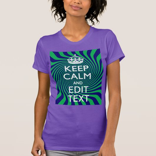 Personalized Keep Calm Blue and Green with a Twist T-shirt (Voorkant)