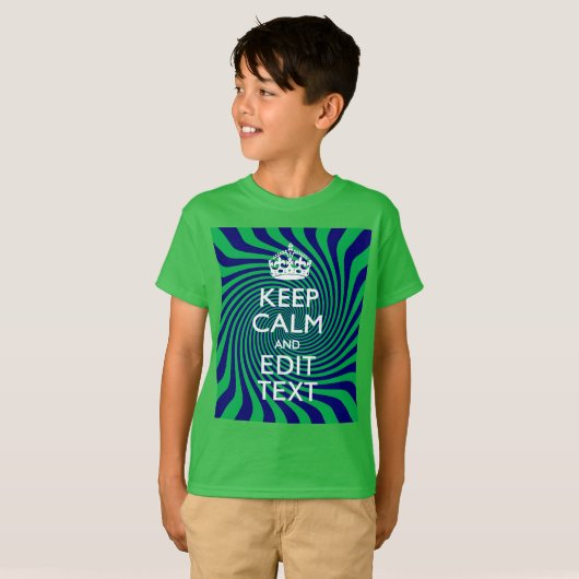 Personalized Keep Calm Blue and Green with a Twist T-shirt (Voorkant volledig)