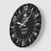 Personalized KEEP CALM your text Black Dial Grote Klok (Hoek)