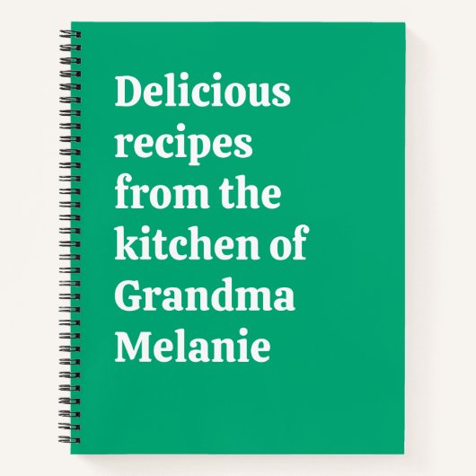 Personalized Keepsake Green Grandma Recipe Notitieboek (Voorkant)