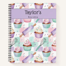 Personalized Keepsake Recipes Lavender Teal Cakes Notitieboek