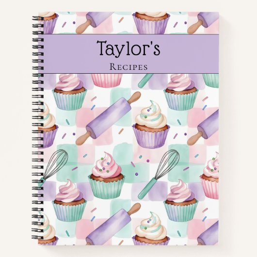 Personalized Keepsake Recipes Lavender Teal Cakes Notitieboek (Voorkant)