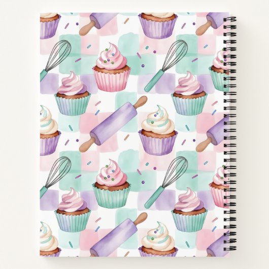 Personalized Keepsake Recipes Lavender Teal Cakes Notitieboek (Achterkant)