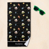 Personalized Kids' Alien & Spaceship Strandlaken