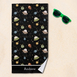 Personalized Kids' Alien & Spaceship Strandlaken