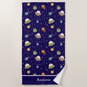 Personalized Kids' Alien & Spaceship Strandlaken (Voorkant)