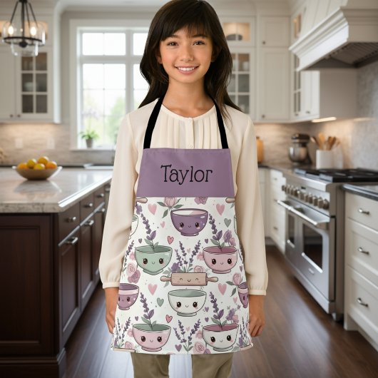Personalized Kids Apron Adorable Smiling Mom Me Schort