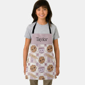 Personalized Kids Apron Kawaii Cookie Gingham Bake Schort (Insitu)