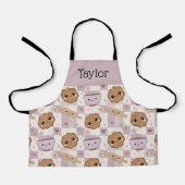 Personalized Kids Apron Kawaii Cookie Gingham Bake Schort (Voorkant)