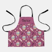 Personalized Kids Apron Kawaii Pink PurpleCupcake Schort (Voorkant)