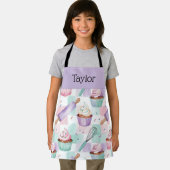 Personalized Kids Apron Lavender Cupcake Mom Me Schort (Insitu)
