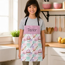 Personalized Kids Apron Pastel Baking Crew Mom Me Schort
