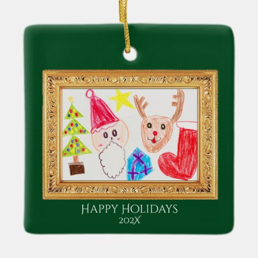 Personalized Kids Art & Photo Christmas Ornament (Voorkant)