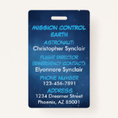 Personalized Kids Astronaut Emergency Contact Badge (Achterkant)