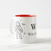 Personalized Kids Astronaut Tweekleurige Koffiemok (Voorkant links)