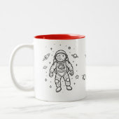 Personalized Kids Astronaut Tweekleurige Koffiemok (Links)