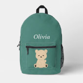 Personalized Kids' Backpack with Bear and Name Bedrukte Rugzak (Voorkant)