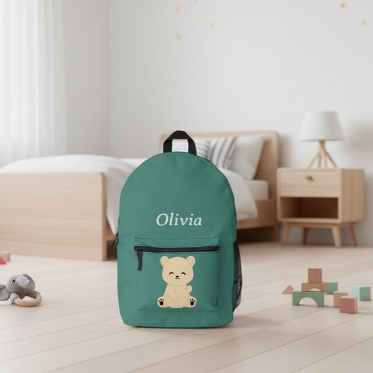 Personalized Kids' Backpack with Bear and Name Bedrukte Rugzak
