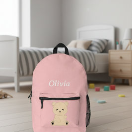 Personalized Kids' Backpack with Bear and Name Bedrukte Rugzak
