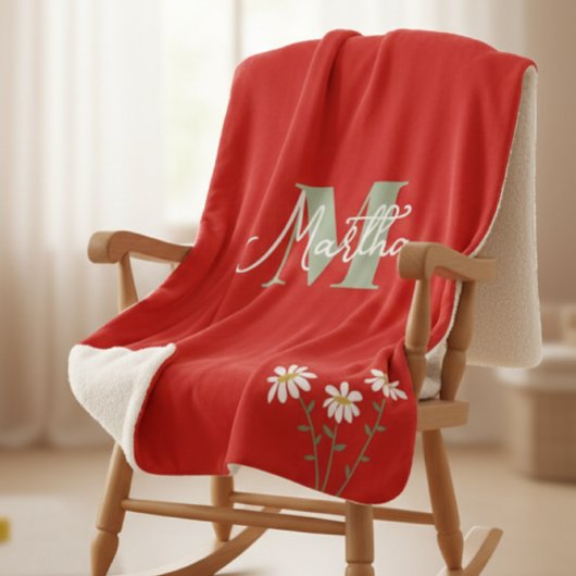 Personalized Kids' Blanket with Initial and Daisi Sherpa Deken
