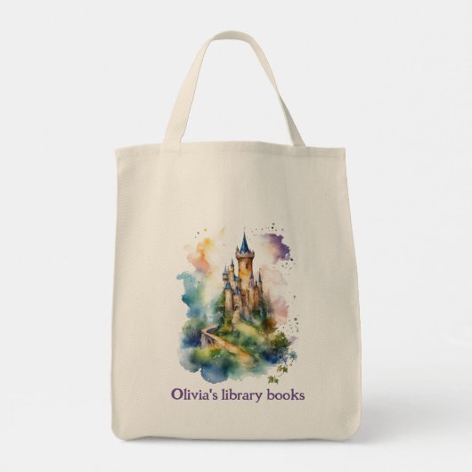 Personalized Kid's Castle Library Book Tote Bag (Achterkant)
