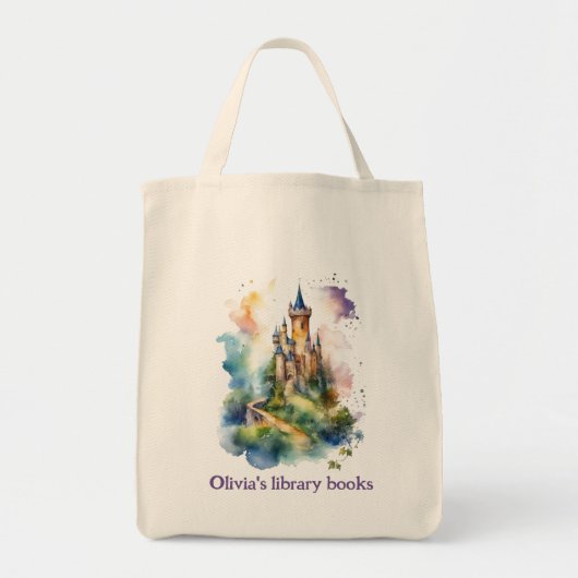 Personalized Kid's Castle Library Book Tote Bag (Voorkant)